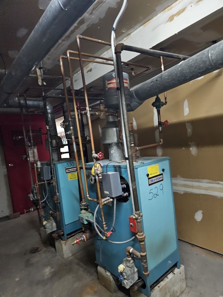 Twin Burnham steam boilers
