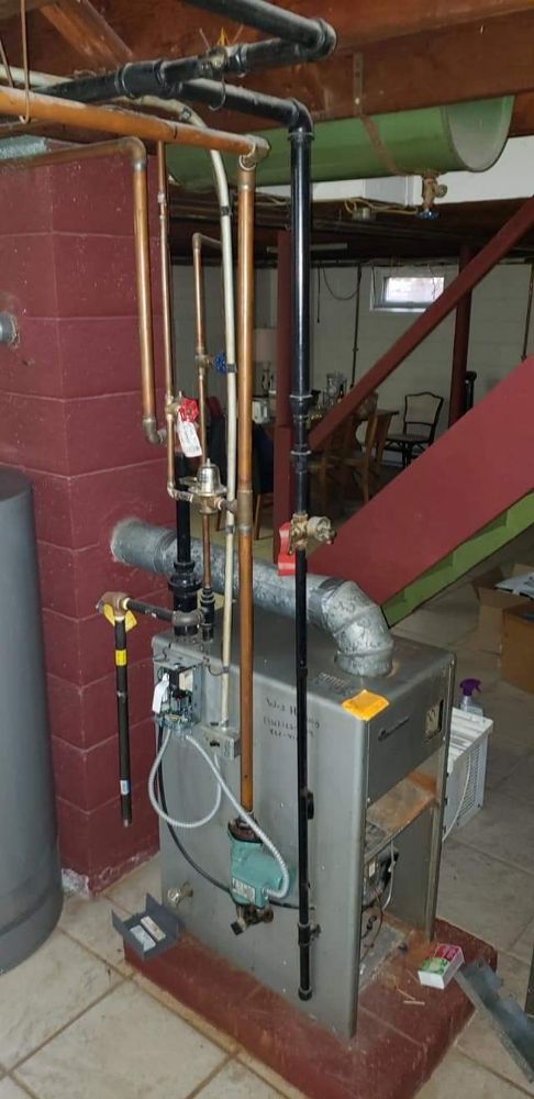Steam boiler refit with copper supply piping