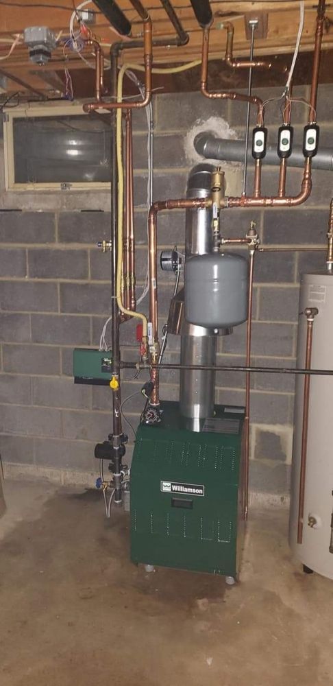 Williamson boiler with detailed copper piping